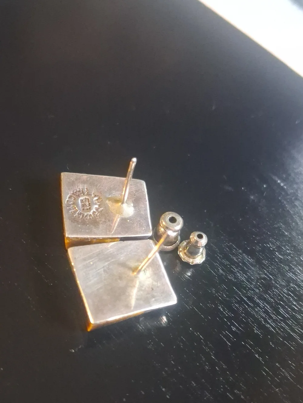 Vintage Mexican Sterling Silver Tigers Eye Earrings Hecho En Mexico Modernist